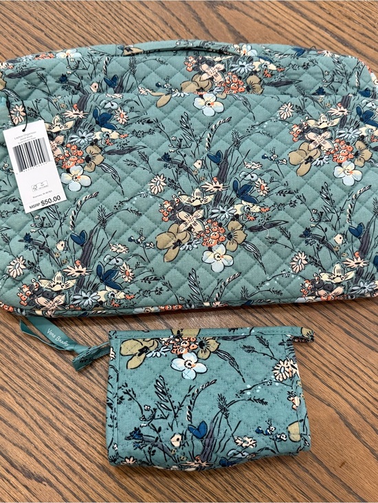 Vera Bradley Handbags - Vera Bradley Teal Floral Quilted laptop case and small cosmetic bag